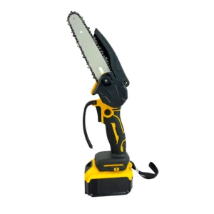 Mini Tronçonneuse à Batterie 6 Pouces, Bamse Tronçonneuse Électrique Sans Fil Brushless avec 2 Batteries, 2 Chaînes, 10m/s